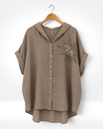 Hooded Linen Star Shirt
