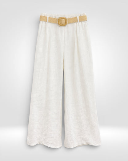 Soft Crinkle Wide-Leg Trousers