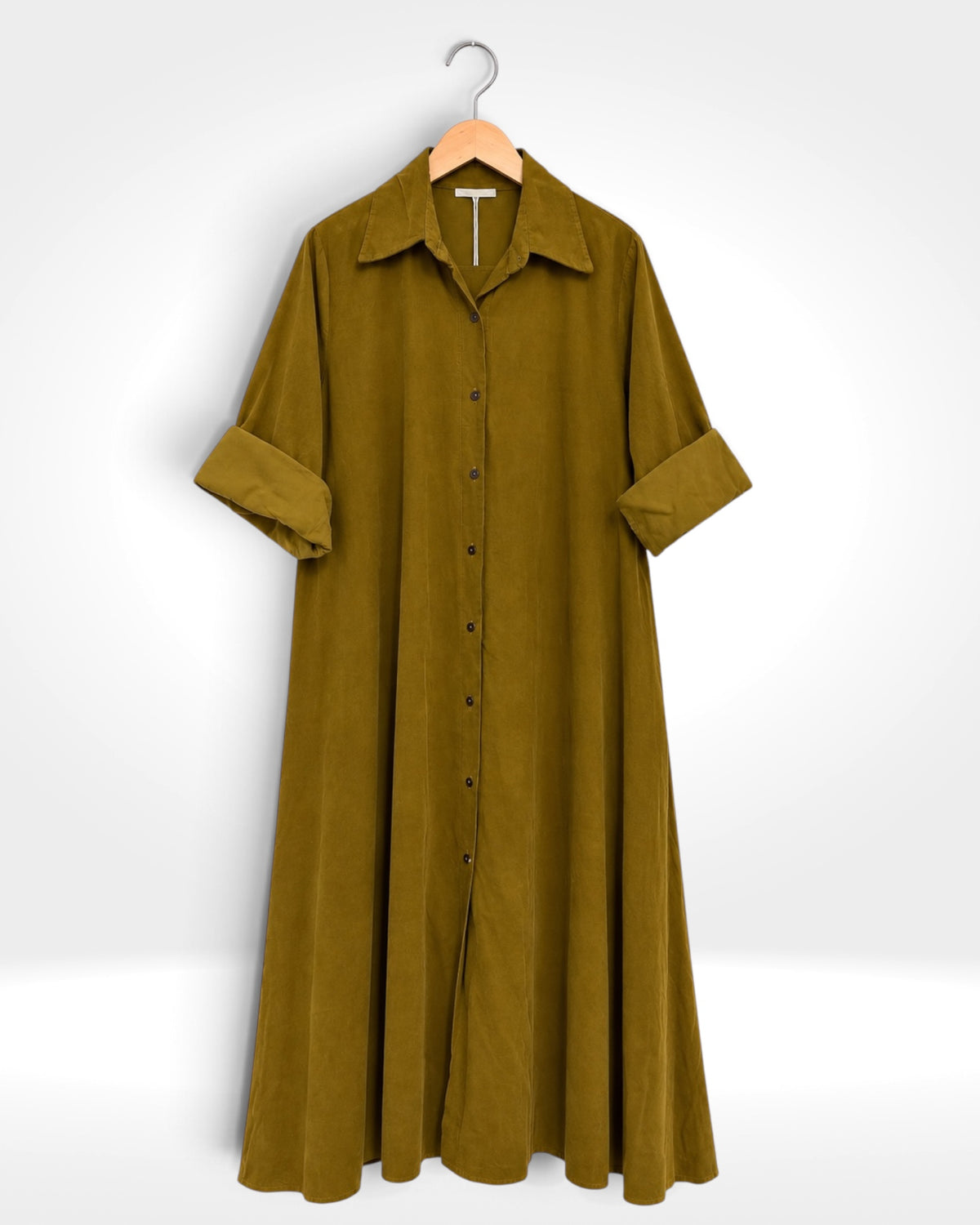 Siena Fine Cord A-Line Maxi Shirt Dress