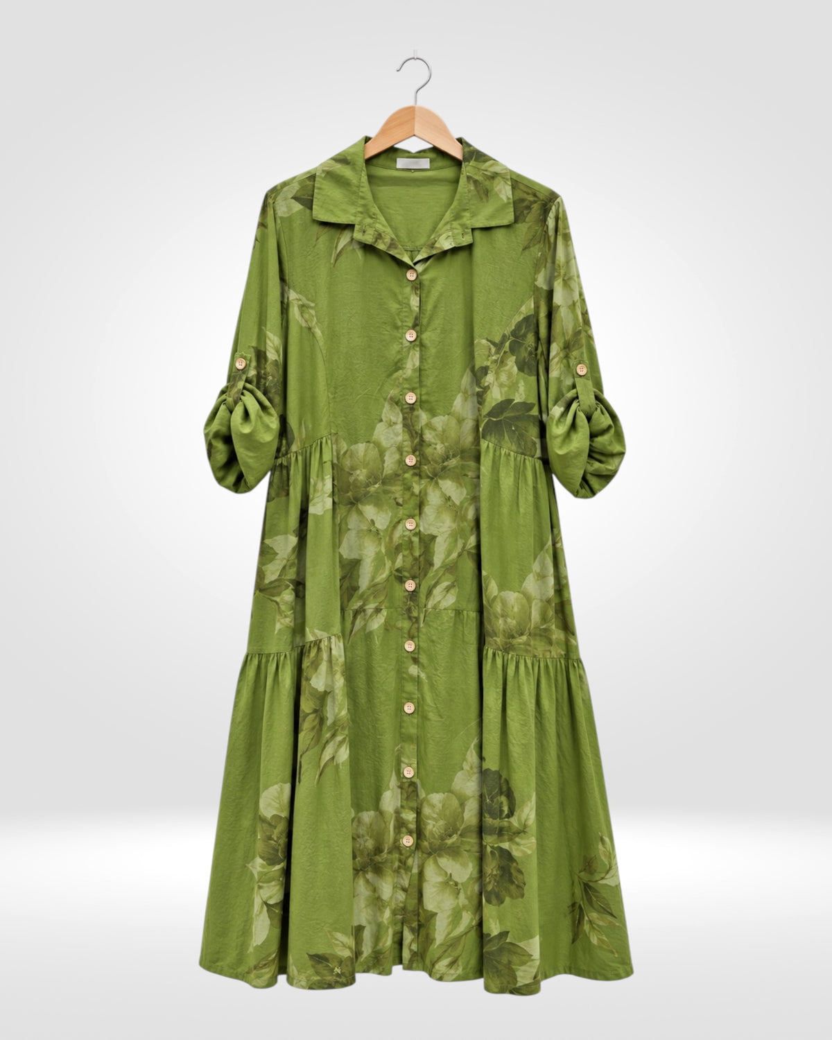 Italian Fine Needle Cord Floral Shirt Dress