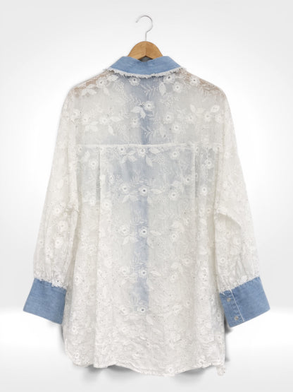 Chemise en chambray Daisy Shimmer en dentelle