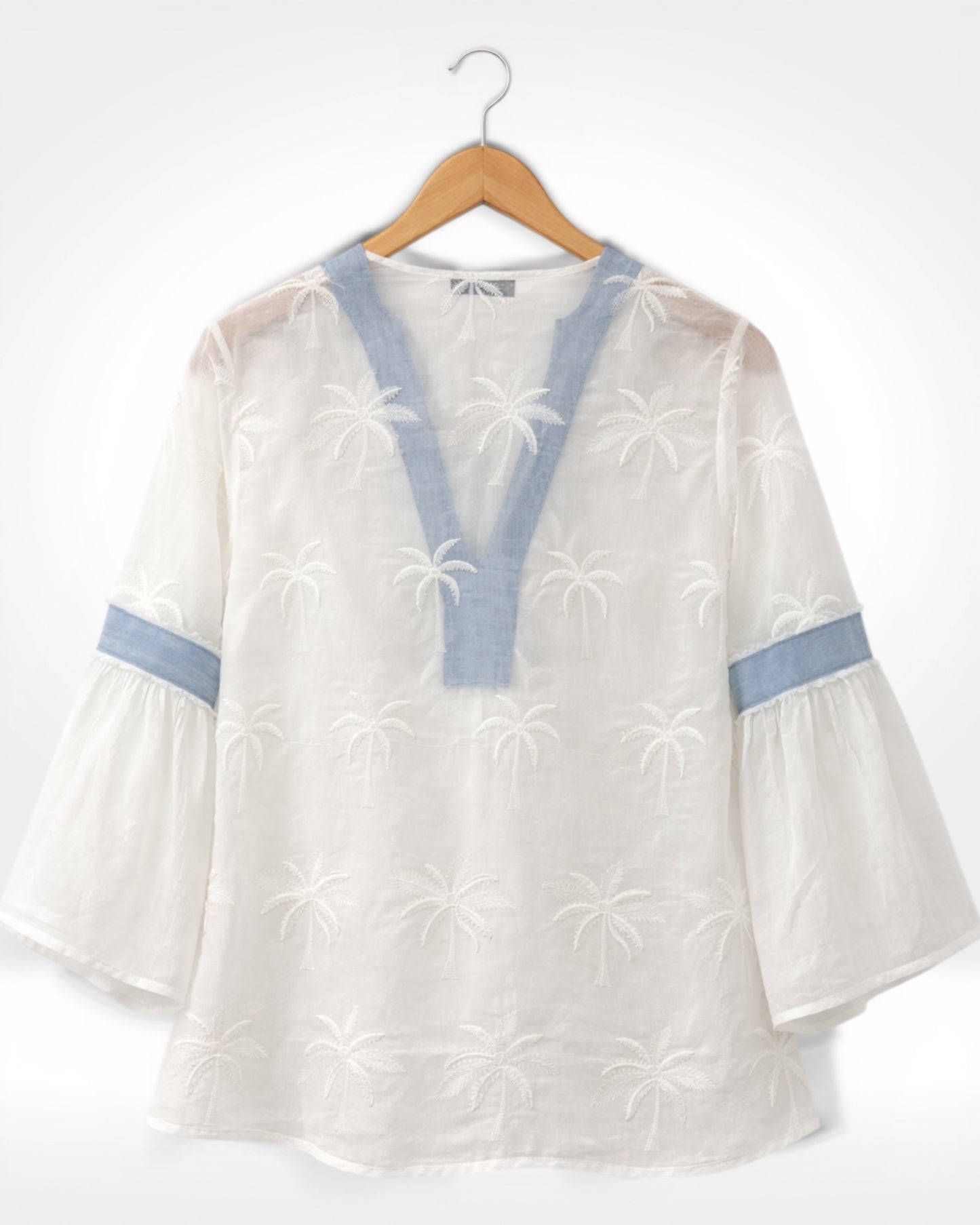 Tunique en chambray brodée Palm Breeze