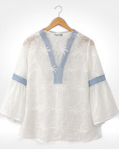 Tunique en chambray brodée Palm Breeze