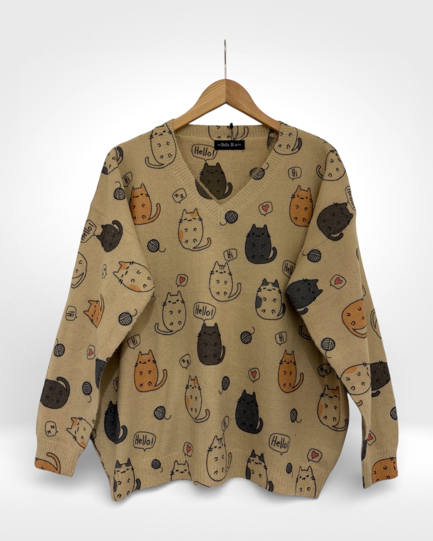 Kitty Cozy Knit Jumper (Bella Blue)