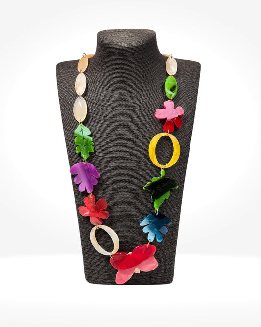 Multi Colour Resin Floral Statement Necklace