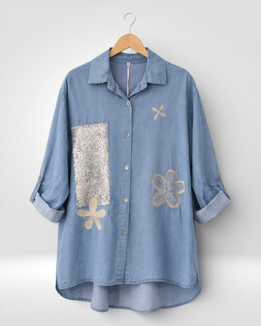Seaside Bloom Chambray Shirt
