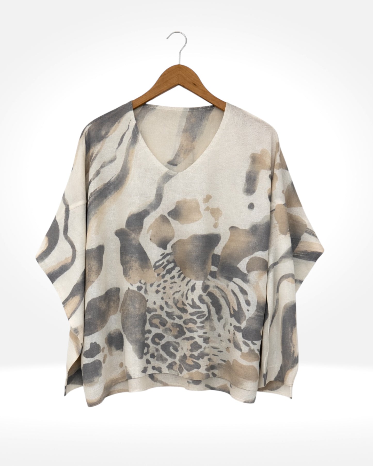 Animal Print V-Neck Top