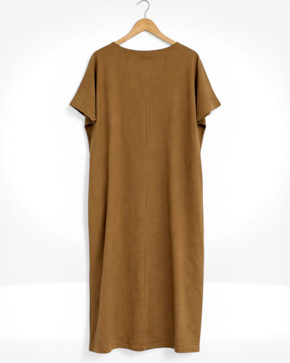 Linen Blend Relaxed Pocket Midi Dress