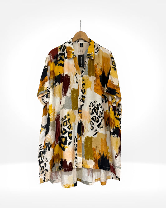 Abstract & Animal Print Relaxed Shirt (Bella Blue)