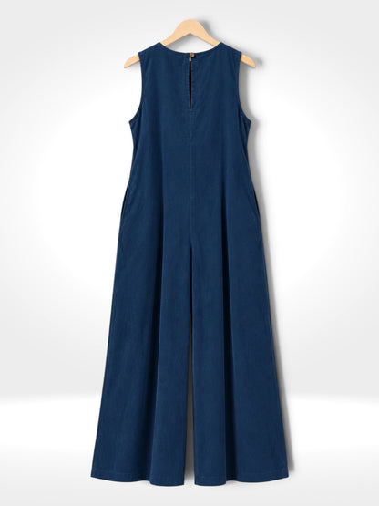 Fine Corduroy Wide-Leg Jumpsuit