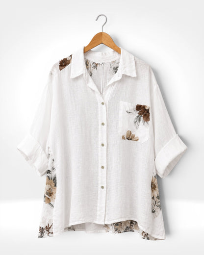 Mocha Bloom Linen Shirt