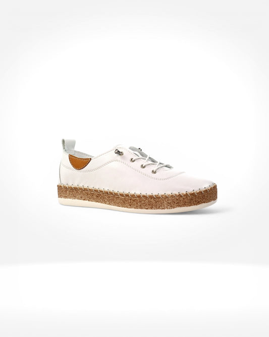 Evie White Leather Plimsoll