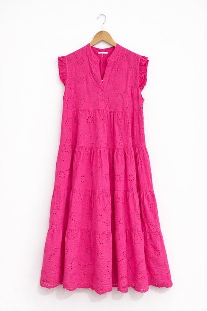 Broderie Anglaise Frill Sleeve Dress