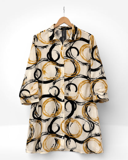 Golden Orbit Button-Through Tunic (Bella Blue)