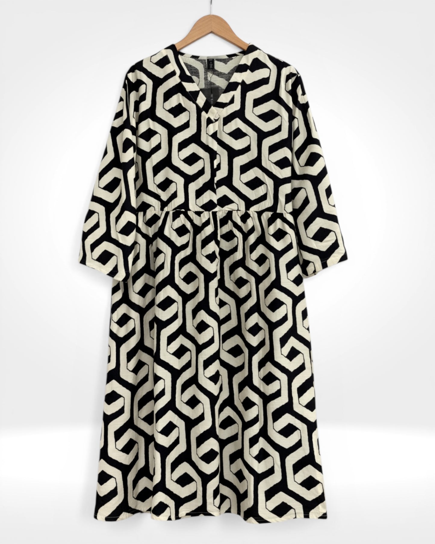 Monochrome Geoprint Smock Dress (Bella Blue)