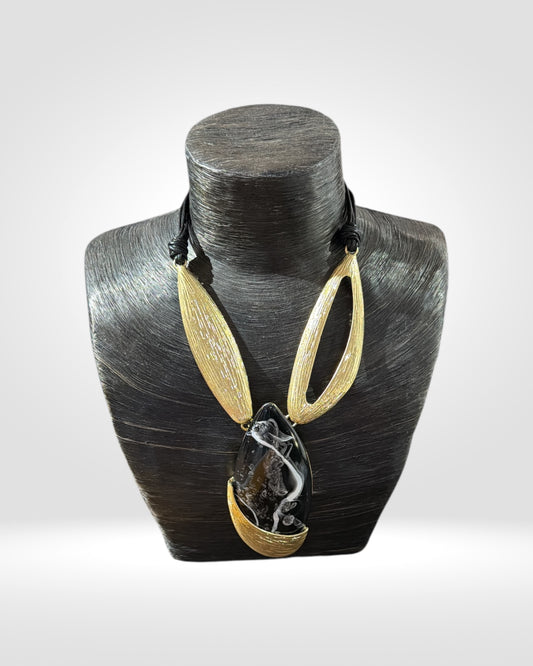 Gold & Black Pendant Necklace