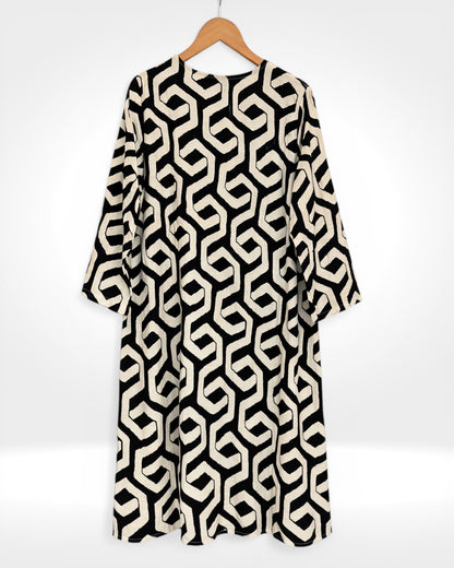 Monochrome Geoprint Smock Dress (Bella Blue)