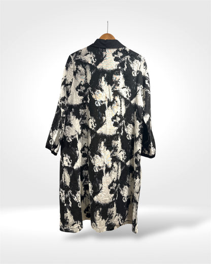 Monochrome Brushstroke Statement Coat