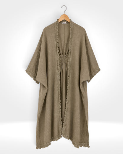 Italian Linen Open-Front Kaftan