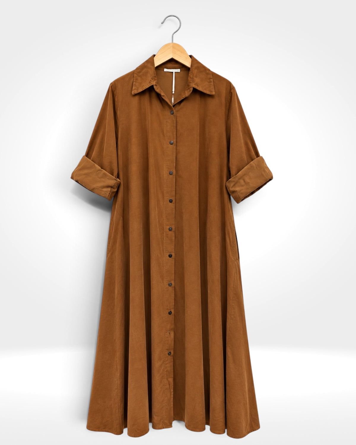 Siena Fine Cord A-Line Maxi Shirt Dress