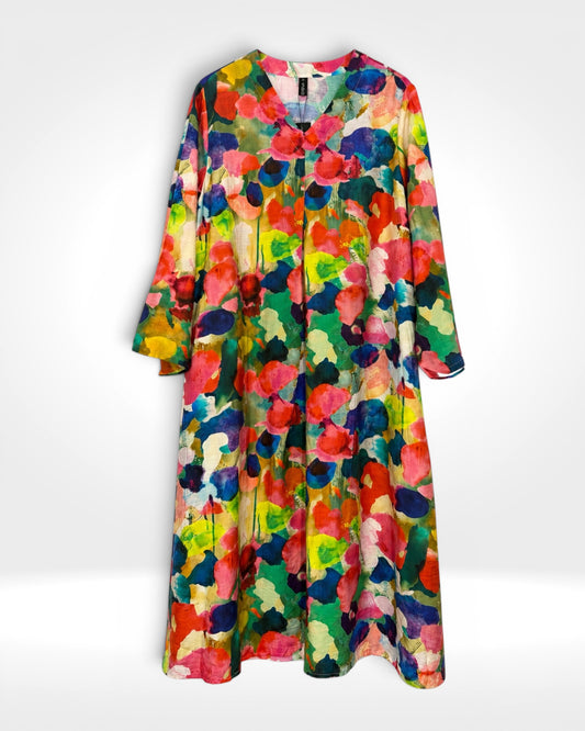 Abstract Bloom Midi Dress (Bella Blue)