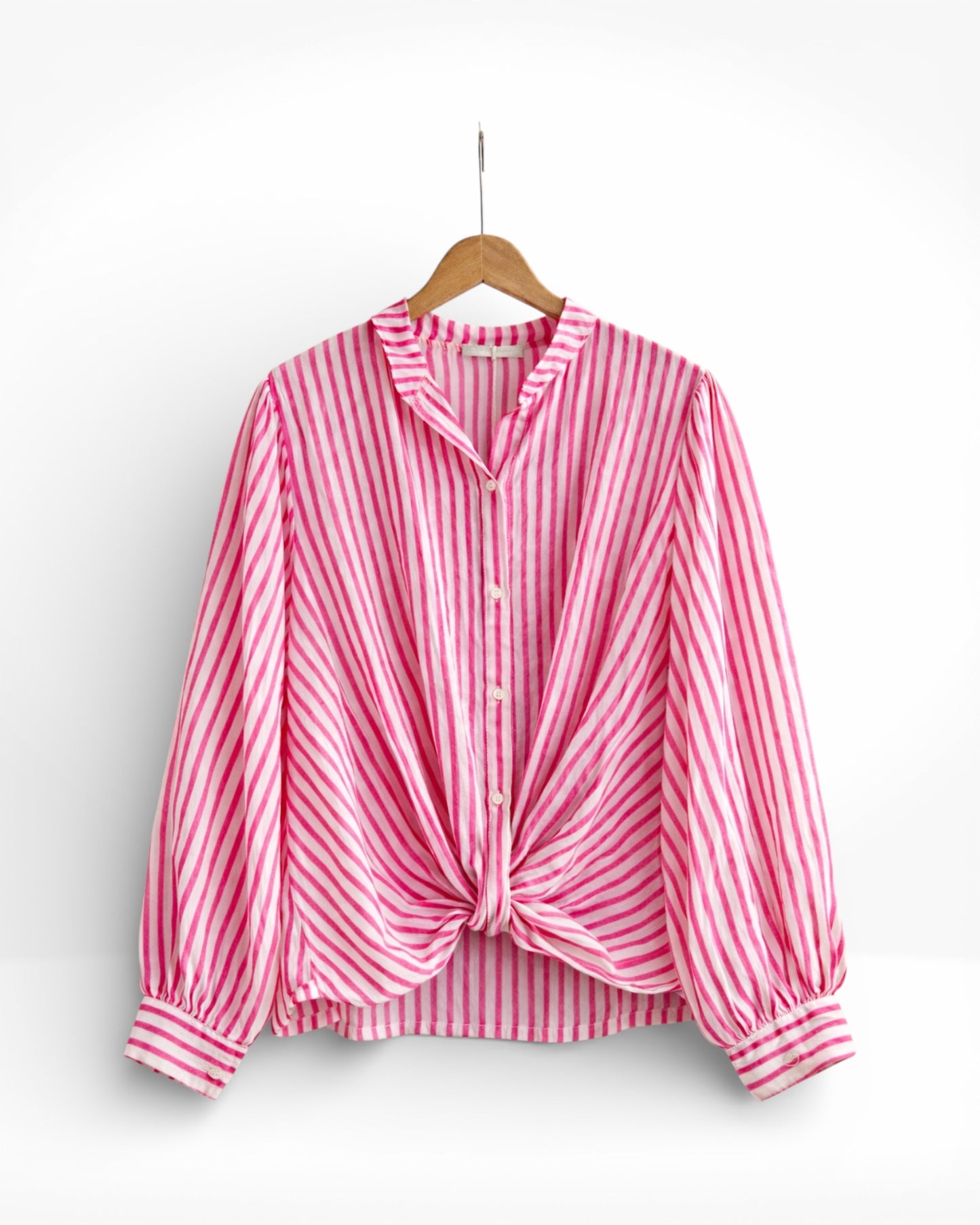 Twist-Hem Cotton Stripe Shirt