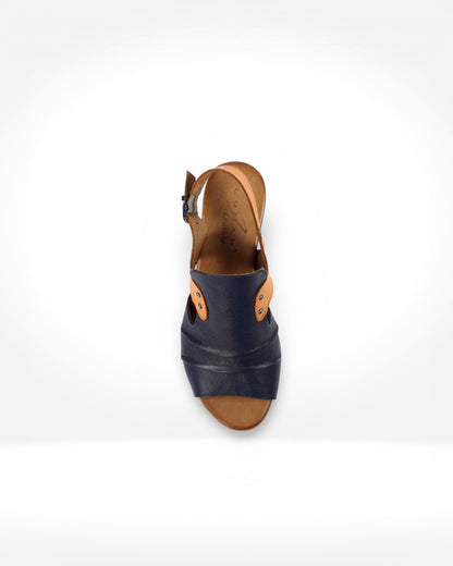 Jaden Navy Leather Sandal