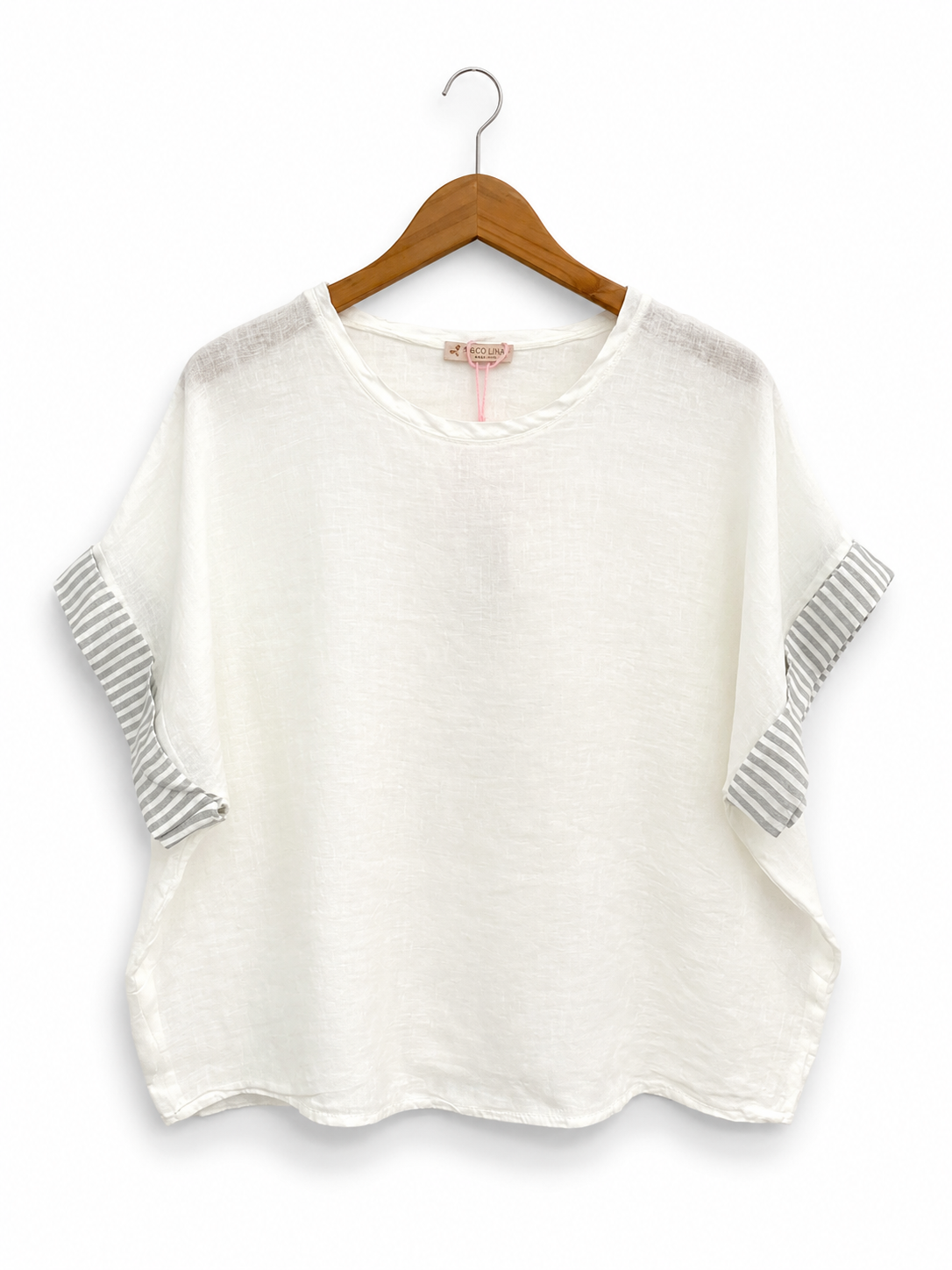 Amalfi Stripe Cuff Linen Top
