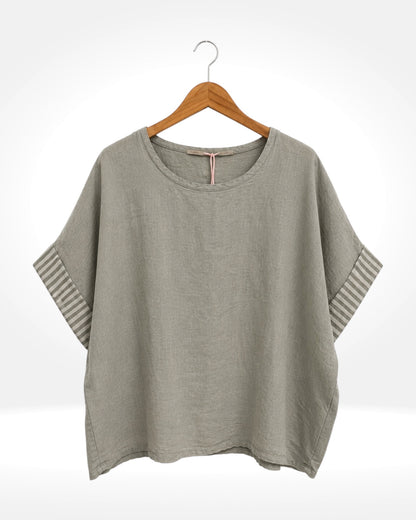 Amalfi Stripe Cuff Linen Top