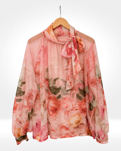 Whisper Bloom Sheer Blouse