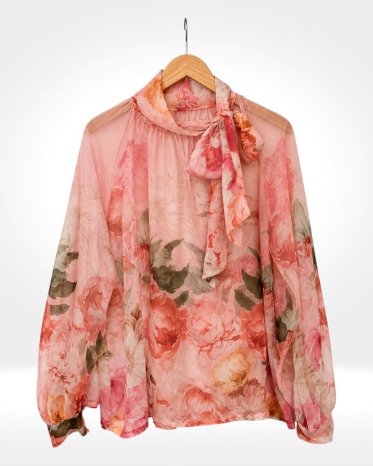 Whisper Bloom Sheer Blouse