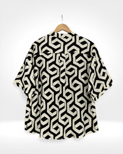 Monochrome Geoprint Swing Top (Bella Blue)