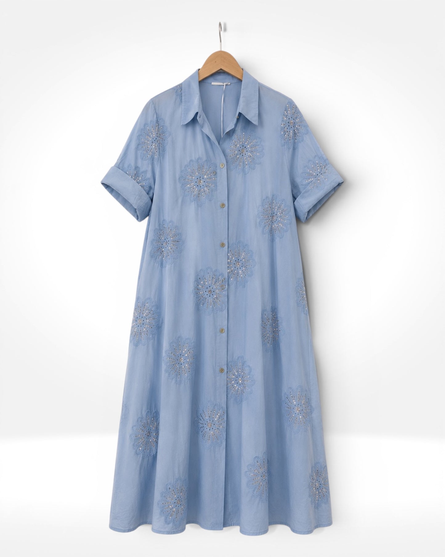 Bloom Sequin Cotton Shirt Dress