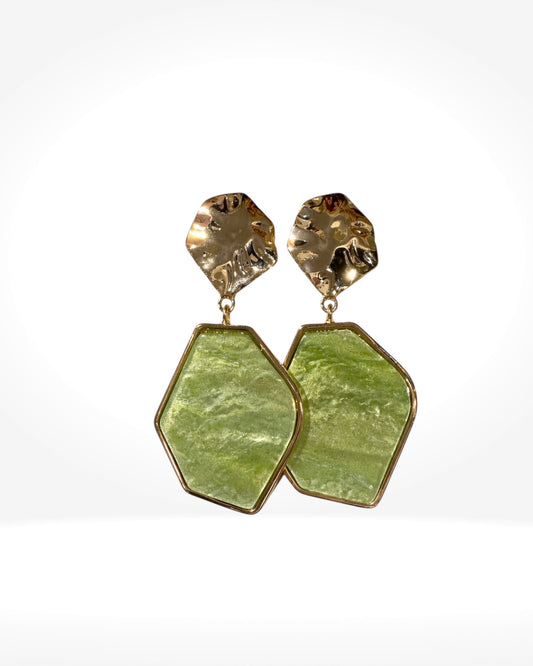 Green Resin Drop Earrings