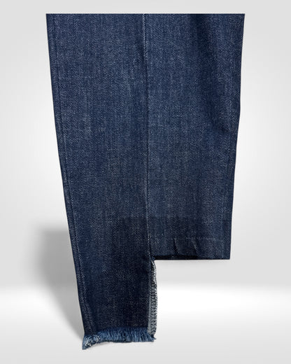 Fray Hem Statement Denim Trousers