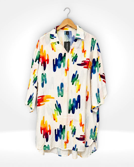 Rainbow Drift Collar Tunic (Bella Blue)