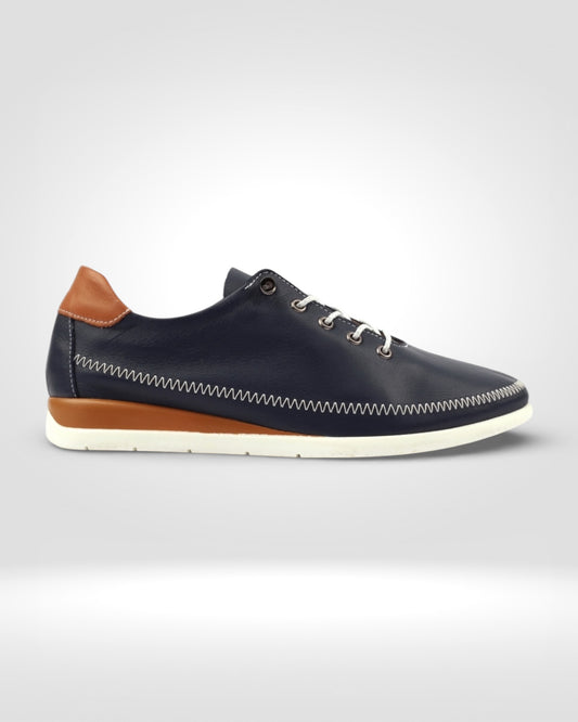 Penelopy Navy Leather Trainer