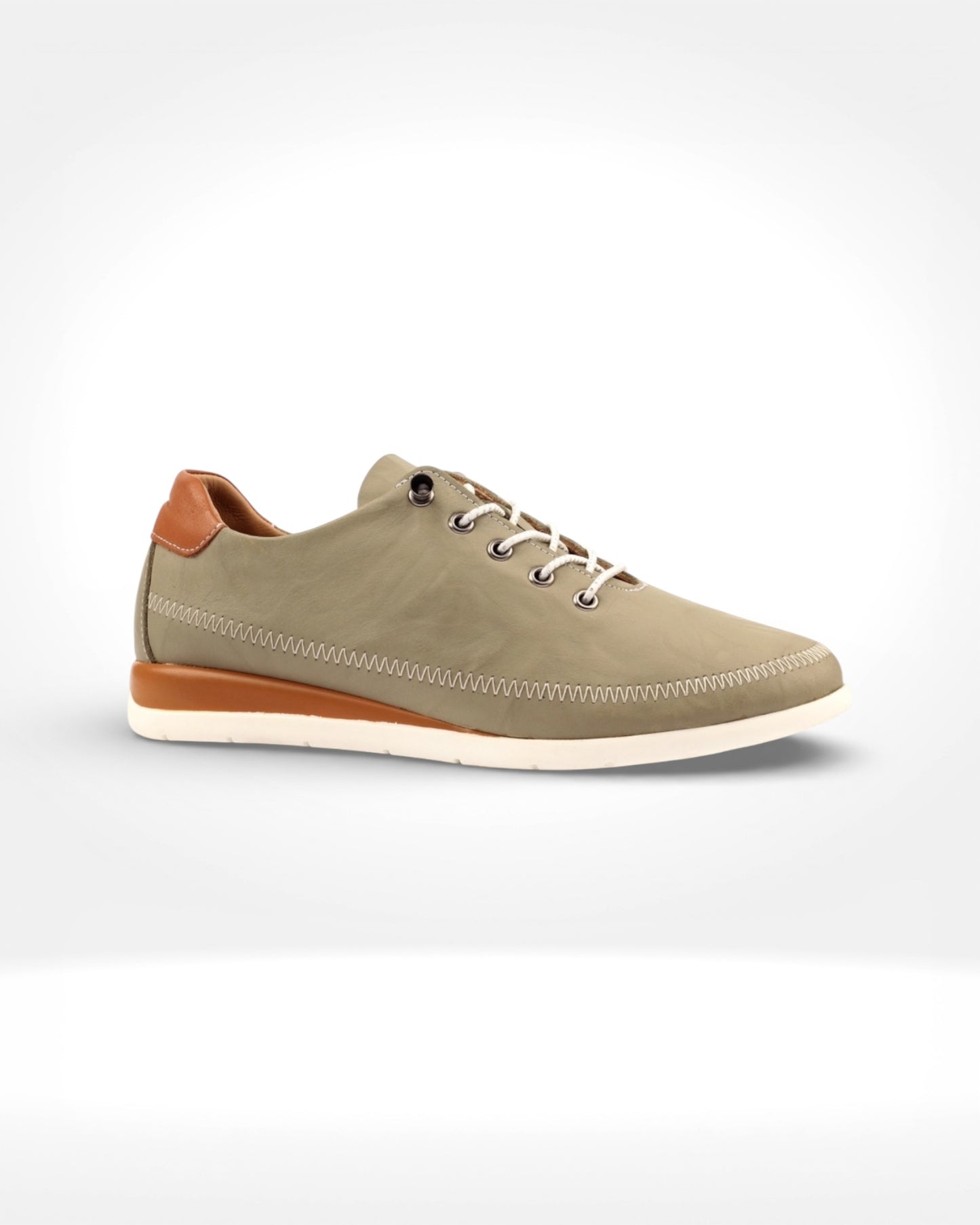 Penelopy Khaki Leather Trainer