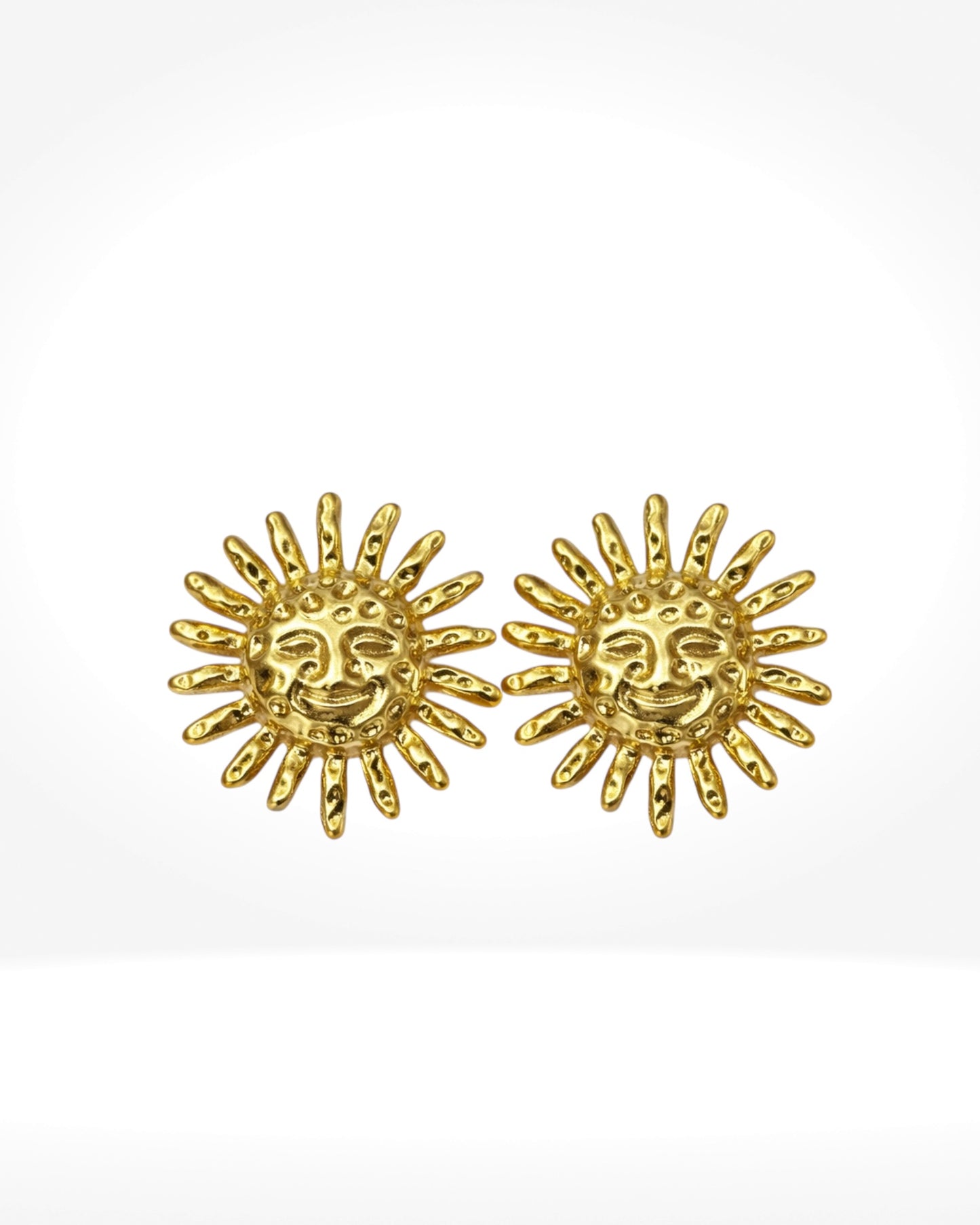 Gold Sun Face Earrings
