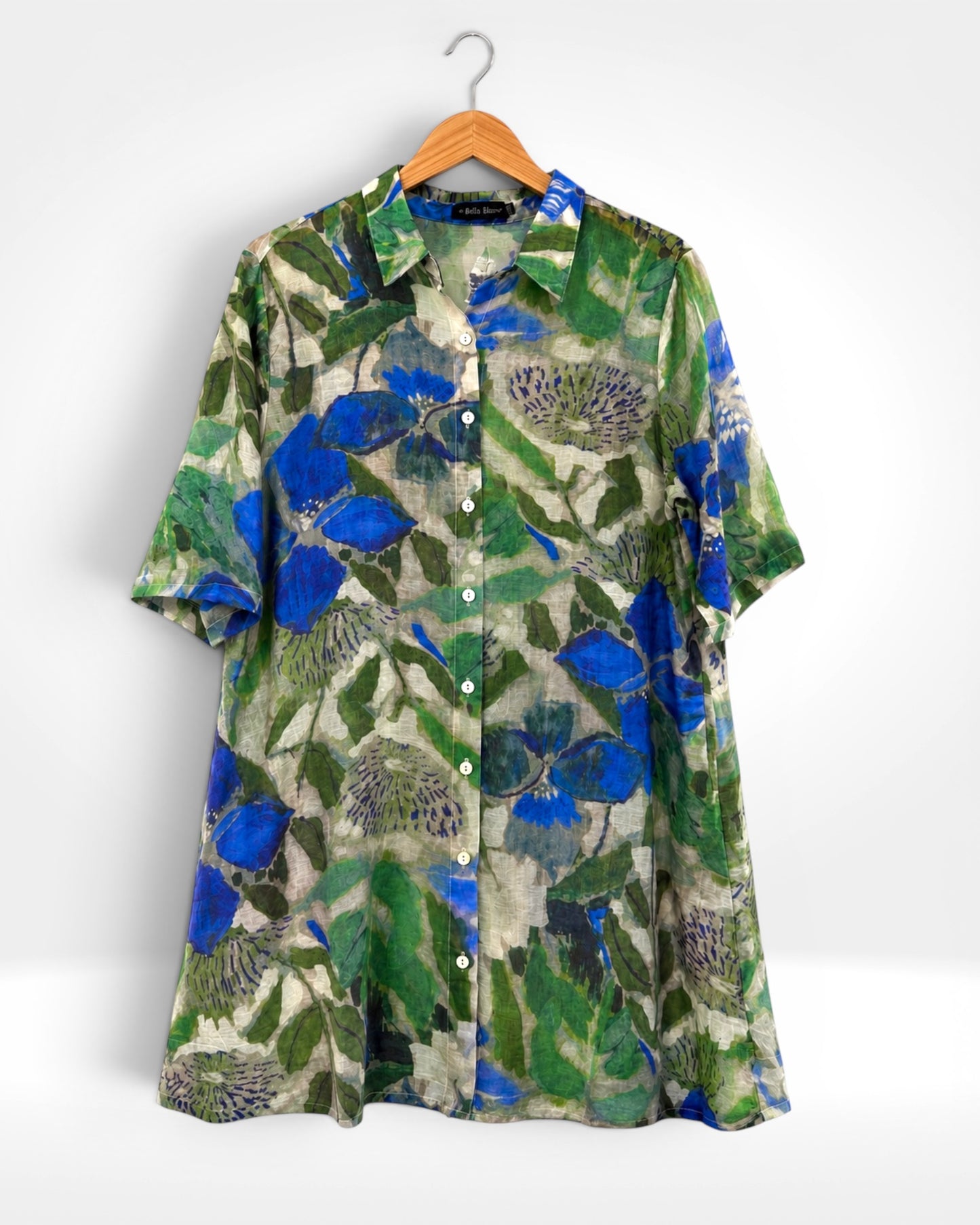 Azure Bloom Long Shirt Dress/Tunic (Bella Blue)