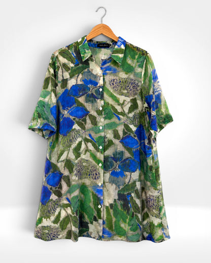 Azure Bloom Long Shirt Dress/Tunic (Bella Blue)
