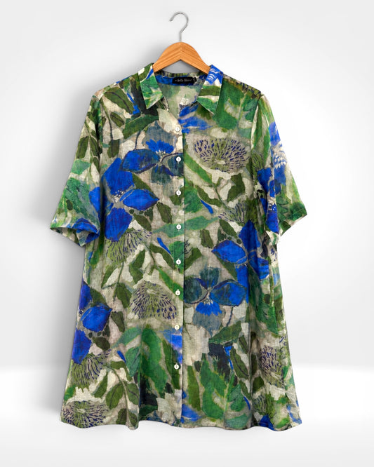 Azure Bloom Long Shirt Dress/Tunic (Bella Blue)