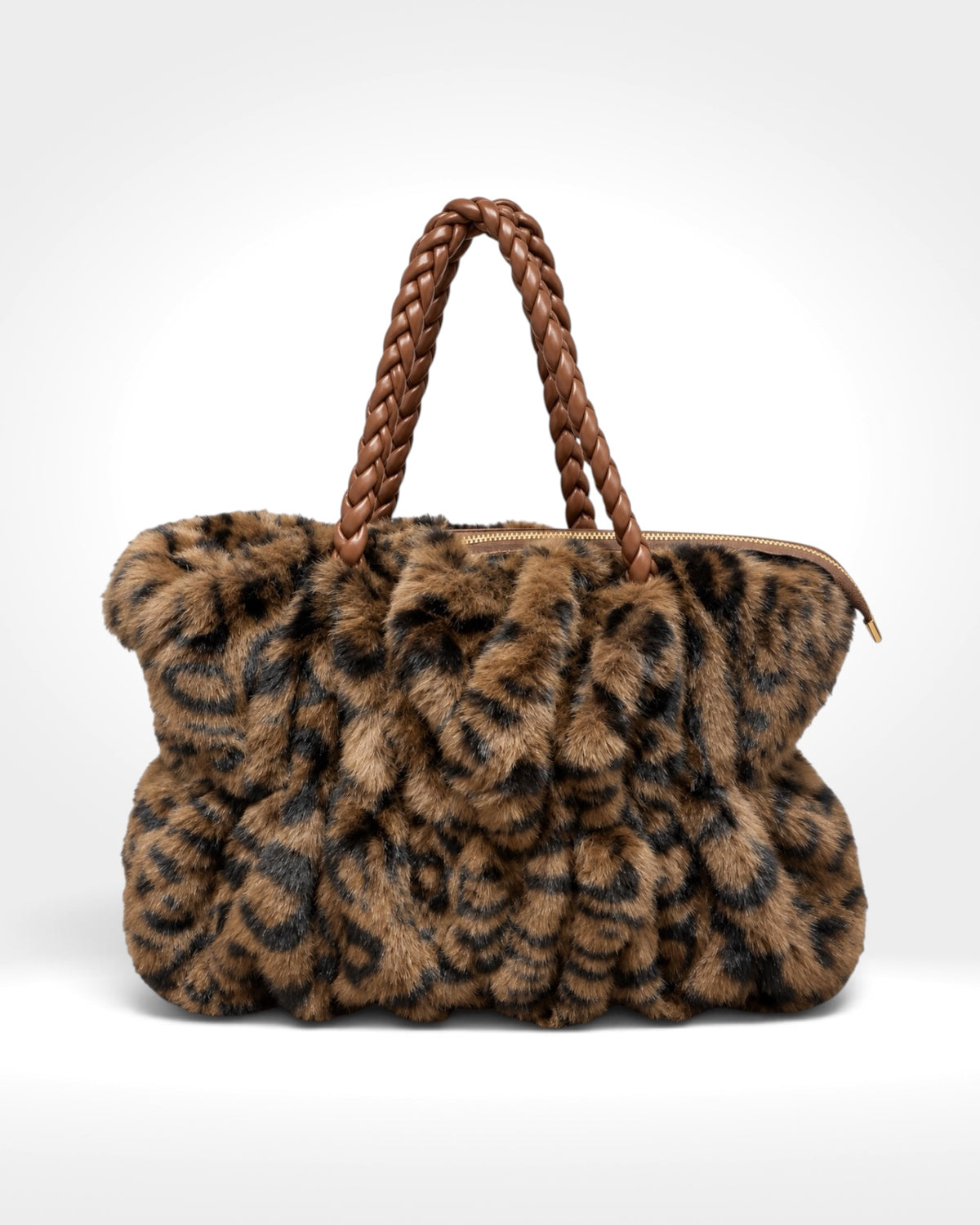 Plush Faux Fur Shoulder Bag – Leopard Print