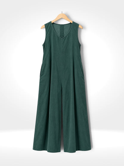 Fine Corduroy Wide-Leg Jumpsuit