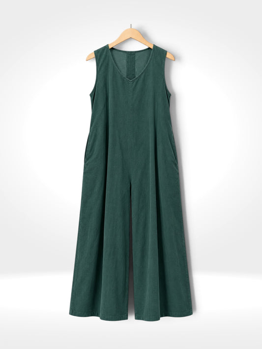 Fine Corduroy Wide-Leg Jumpsuit