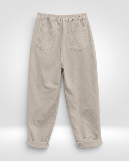 Soft Curve Cotton Barrel Trousers