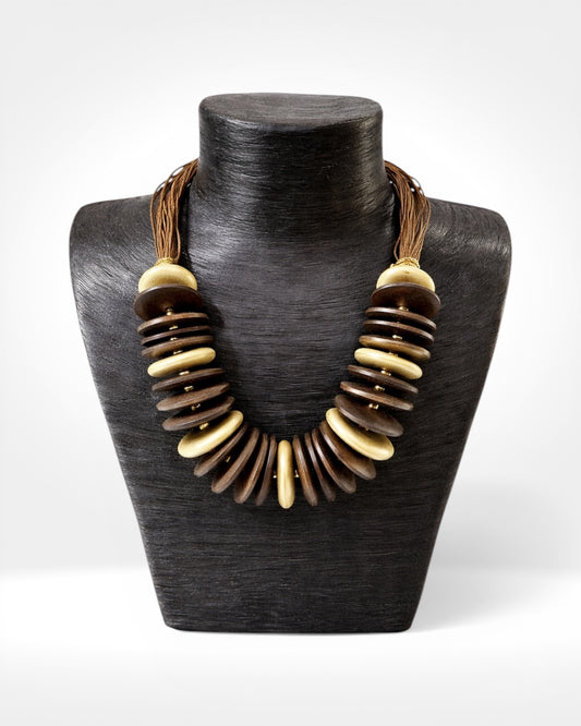 Layered Wood Disc Necklace
