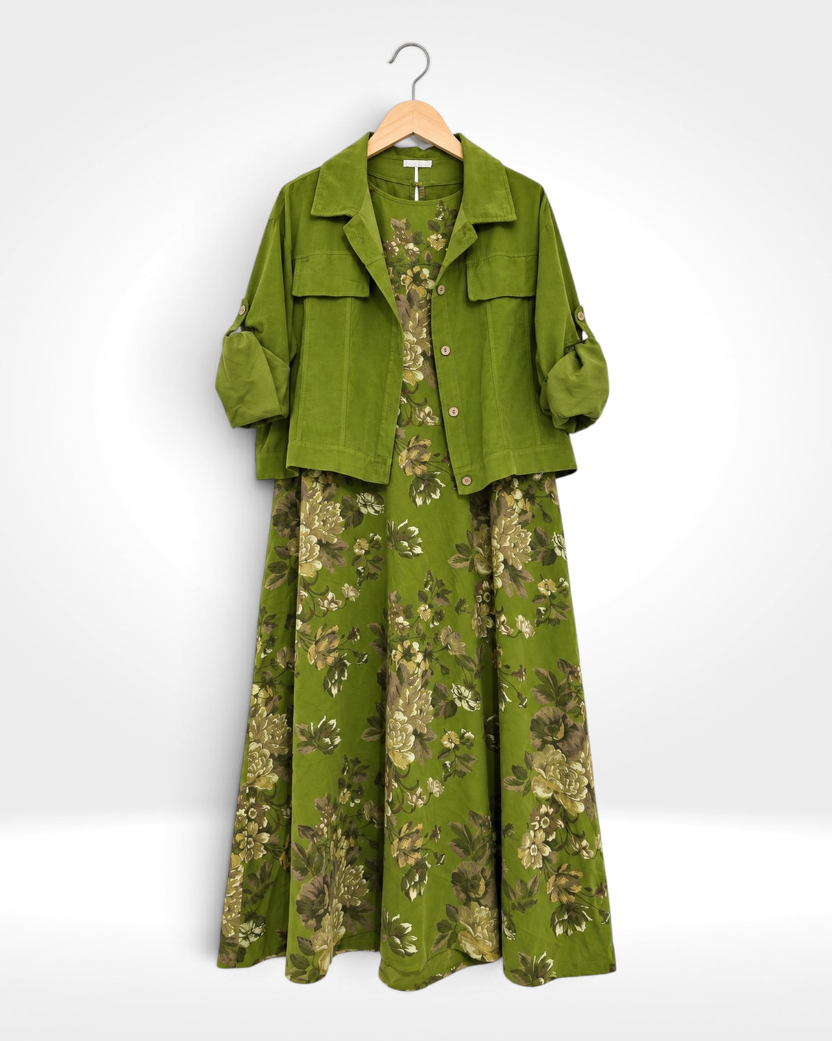 Florence Fine Cord Floral Dress & Jacket Two-Piece Set
