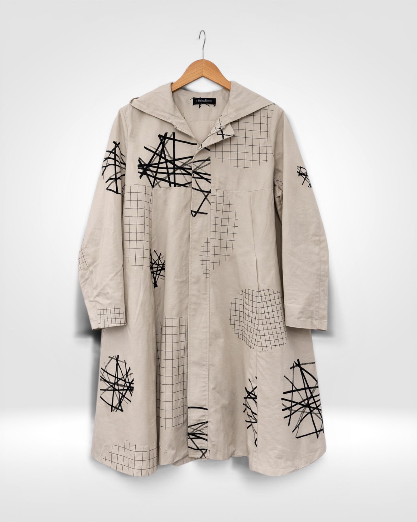 Abstract Grid Hooded Coat (Bella Blue)