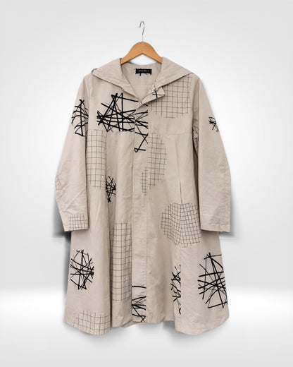 Abstract Grid Hooded Coat (Bella Blue)